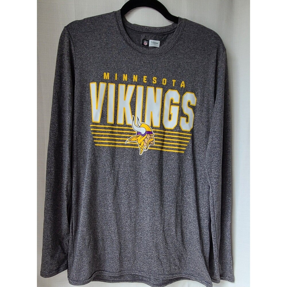 Minnesota Vikings NFL Team Apparel Mens Gray Long Sleeve Performance Shirt